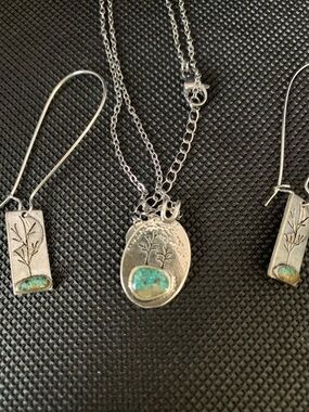Elle Silver-Tone Necklace and Earrings with Turquoise Accents